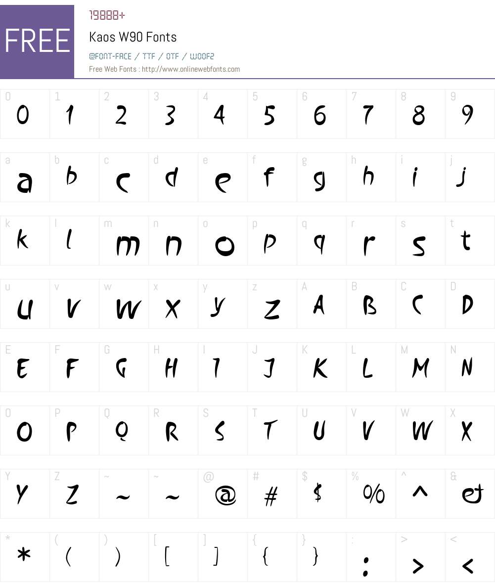 KaosW90 Font Screenshots