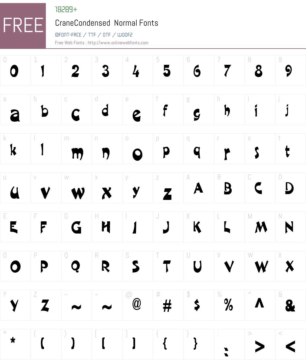 CraneCondensed Font Screenshots