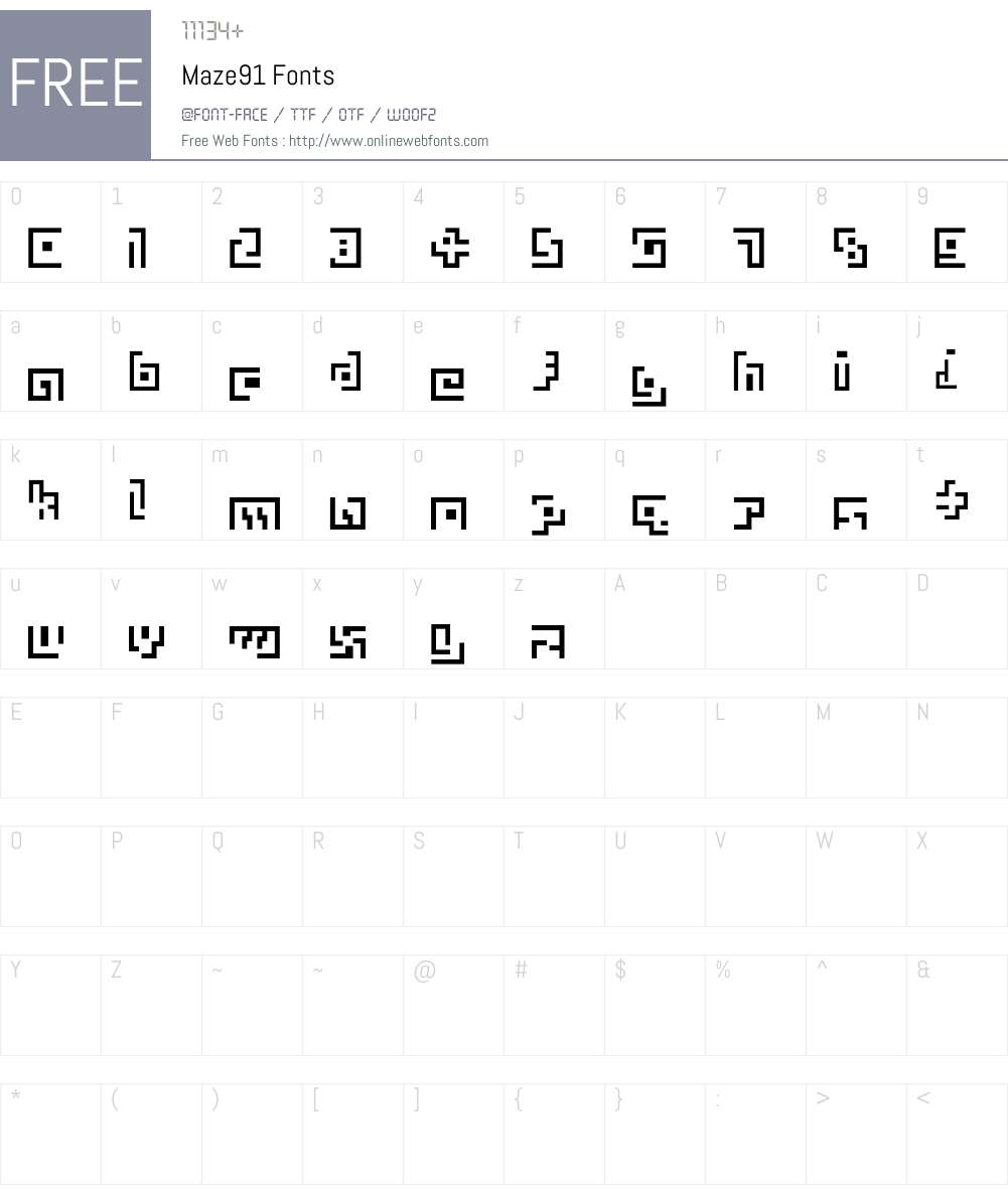 Maze91 Font Screenshots