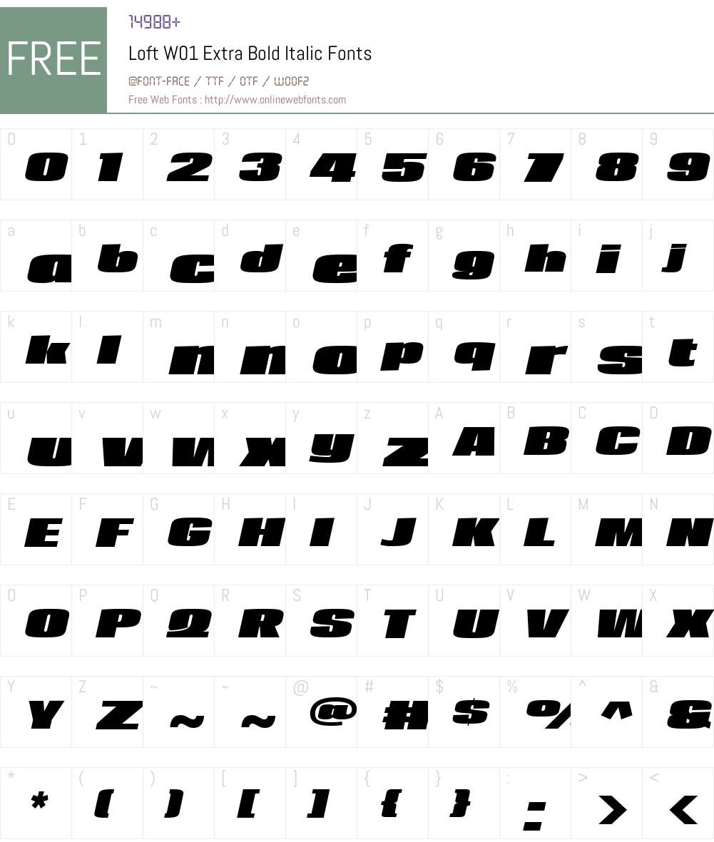 LoftW01-ExtraBoldItalic Font Screenshots