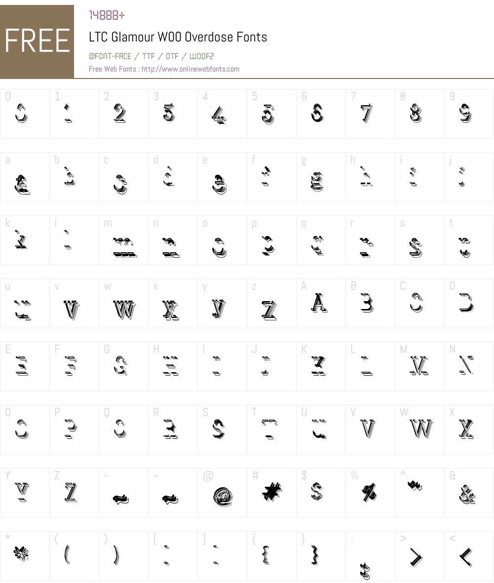 LTCGlamourW00-Overdose Font Screenshots