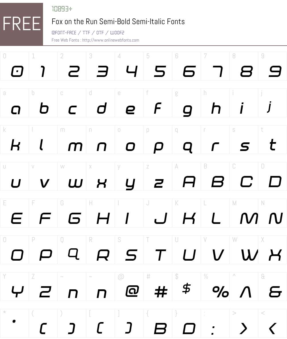 Fox on the Run Semi-Bold Semi-Italic Font Screenshots