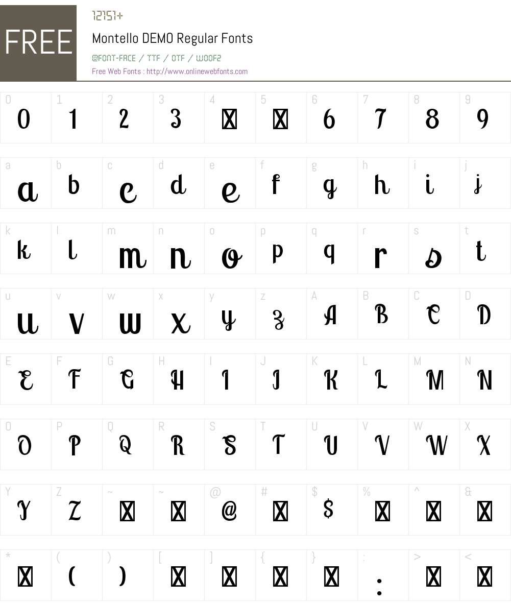 Montello DEMO Font Screenshots
