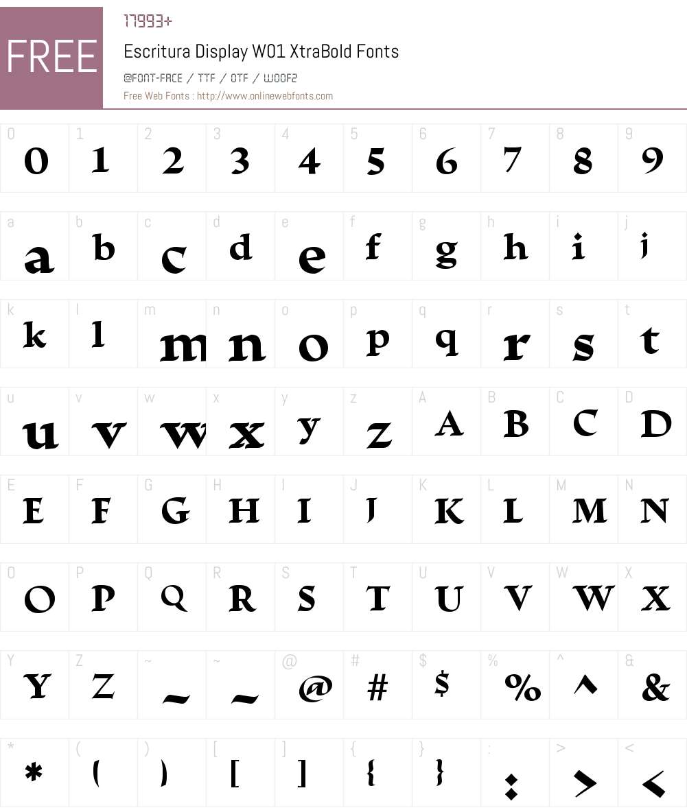 EscrituraDisplayW01-XBold Font Screenshots