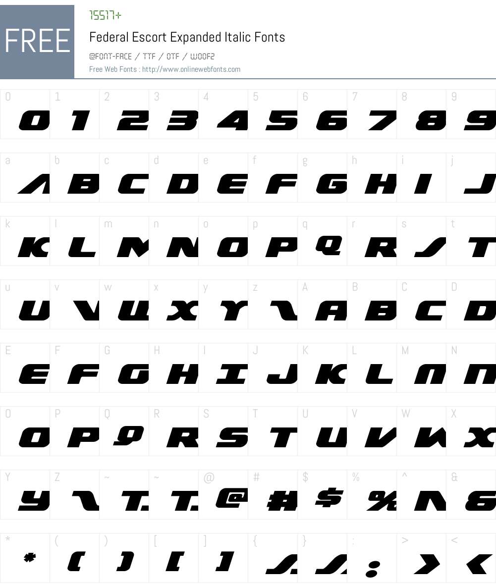 Federal Escort Expanded Italic Font Screenshots