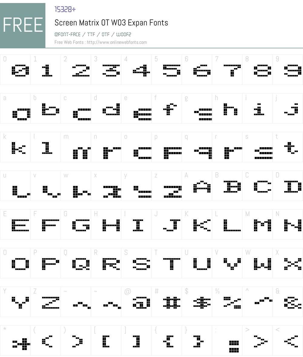 FF Screen Matrix Font Screenshots