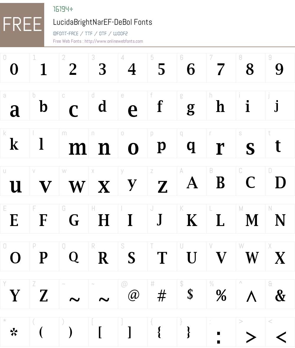 LucidaBrightNarEF Font Screenshots