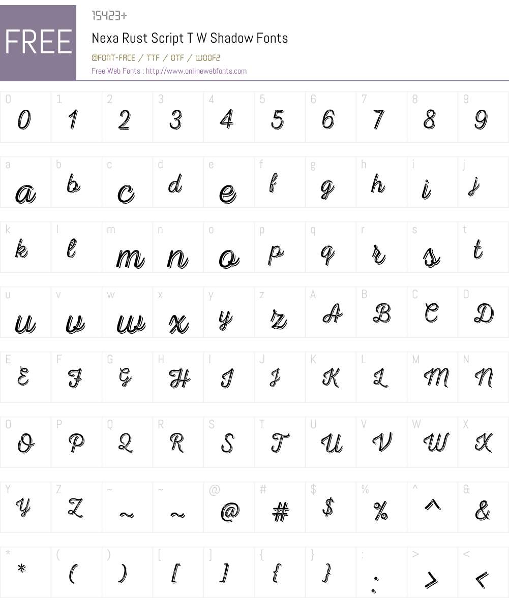 NexaRustScriptTW-Shadow Font Screenshots