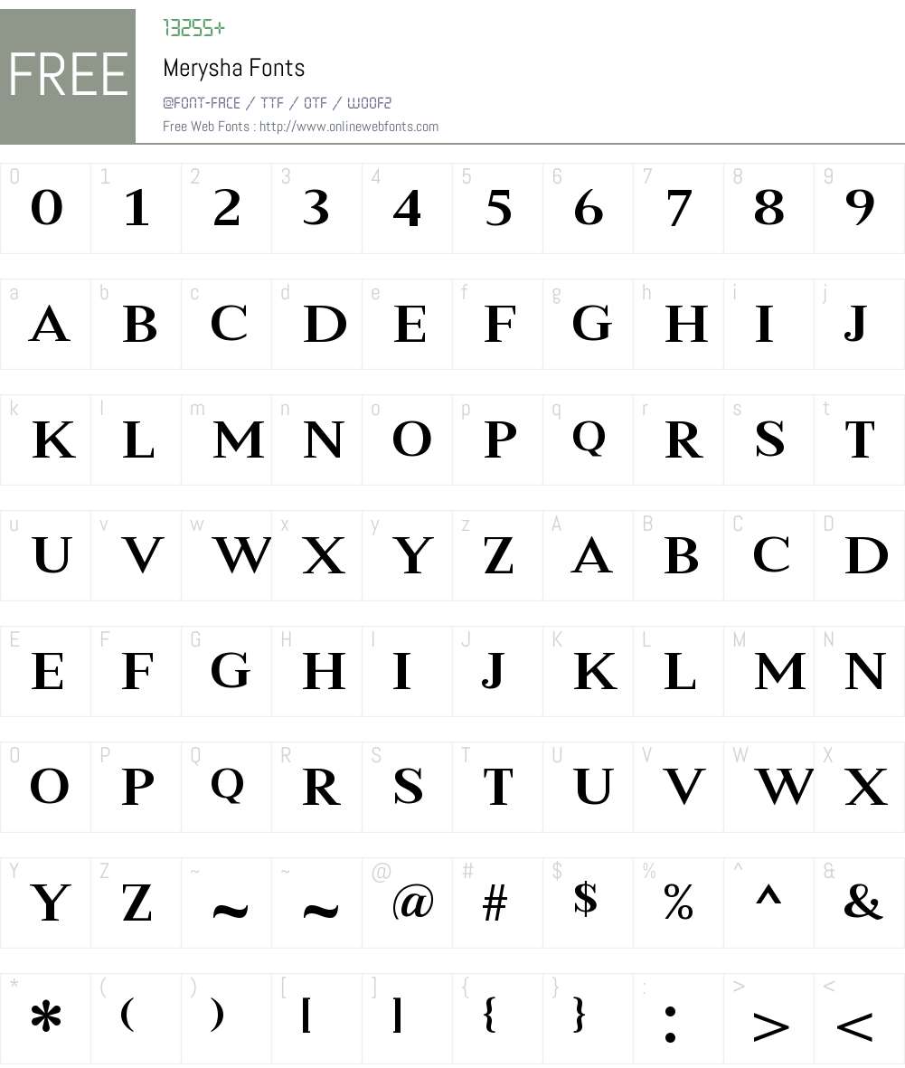 Merysha Font Screenshots