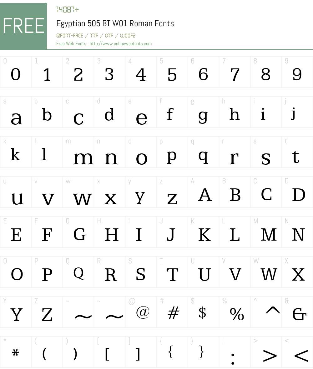 Egyptian505BTW01-Roman Font Screenshots