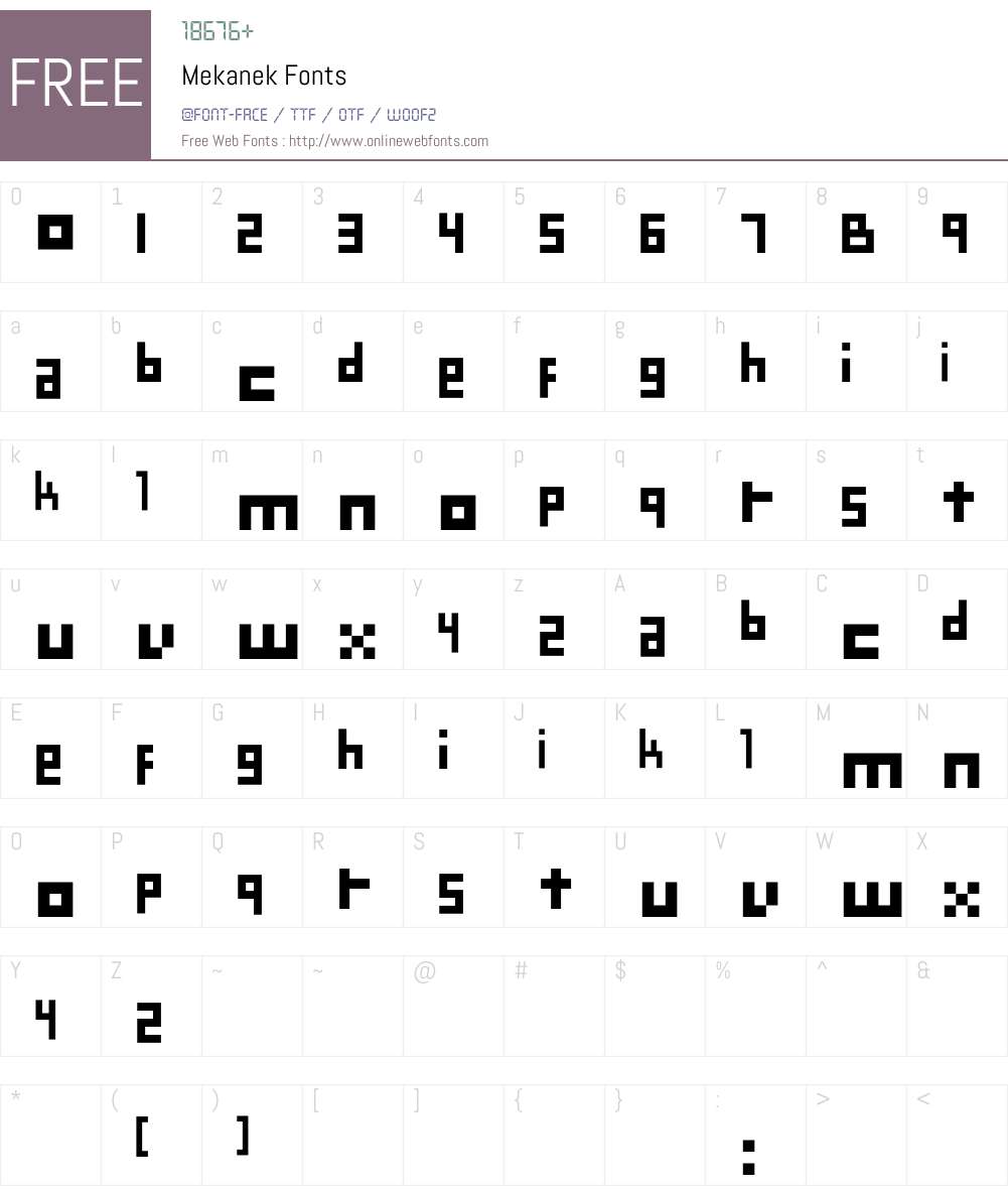Mekanek Font Screenshots