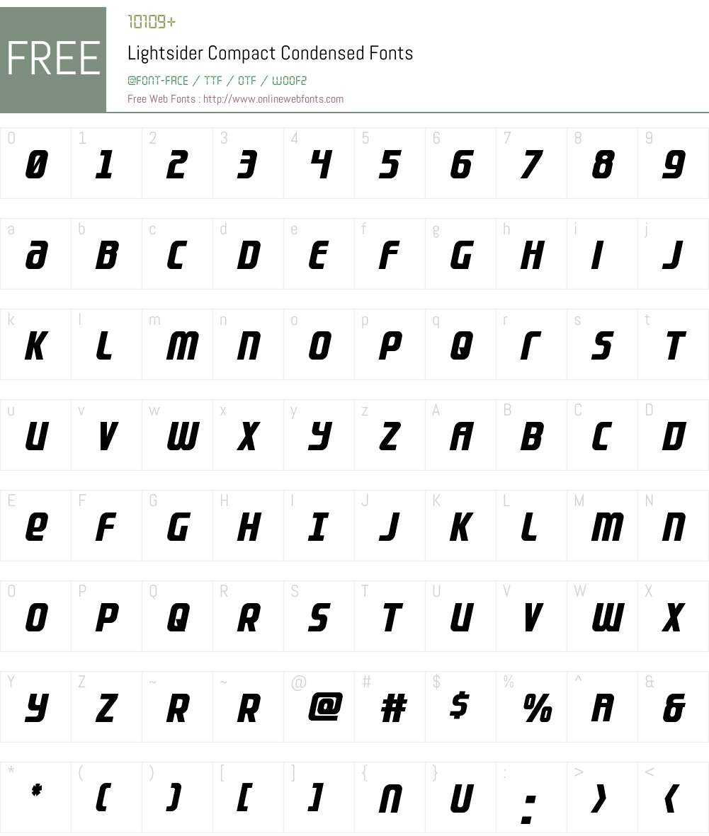 Lightsider Compact Condensed Font Screenshots