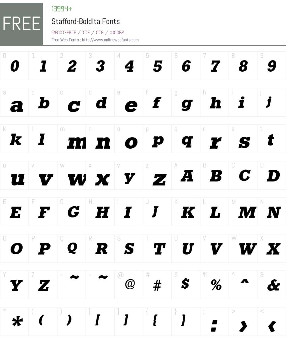 Stafford-BoldIta Font Screenshots