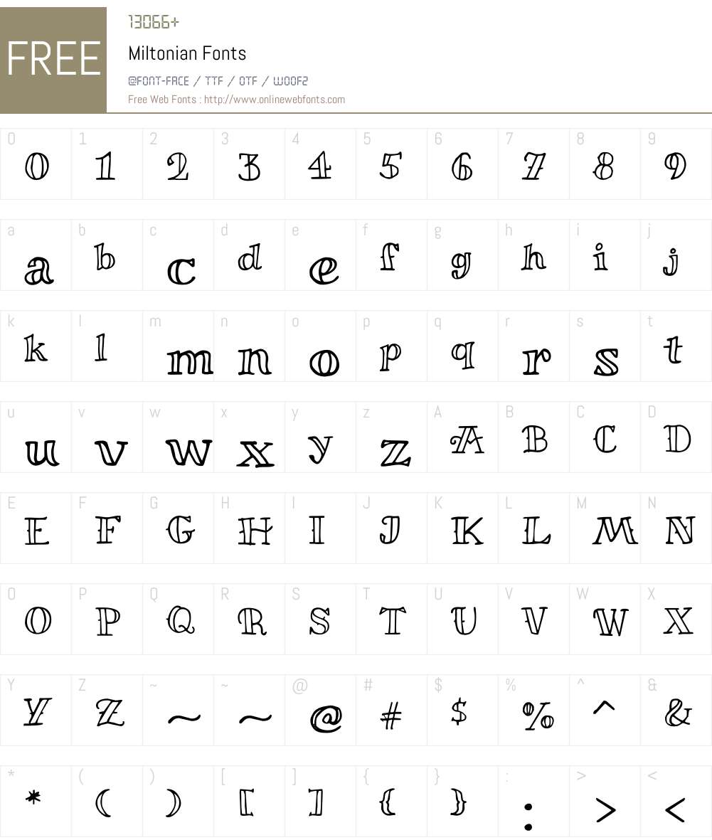 Miltonian Font Screenshots