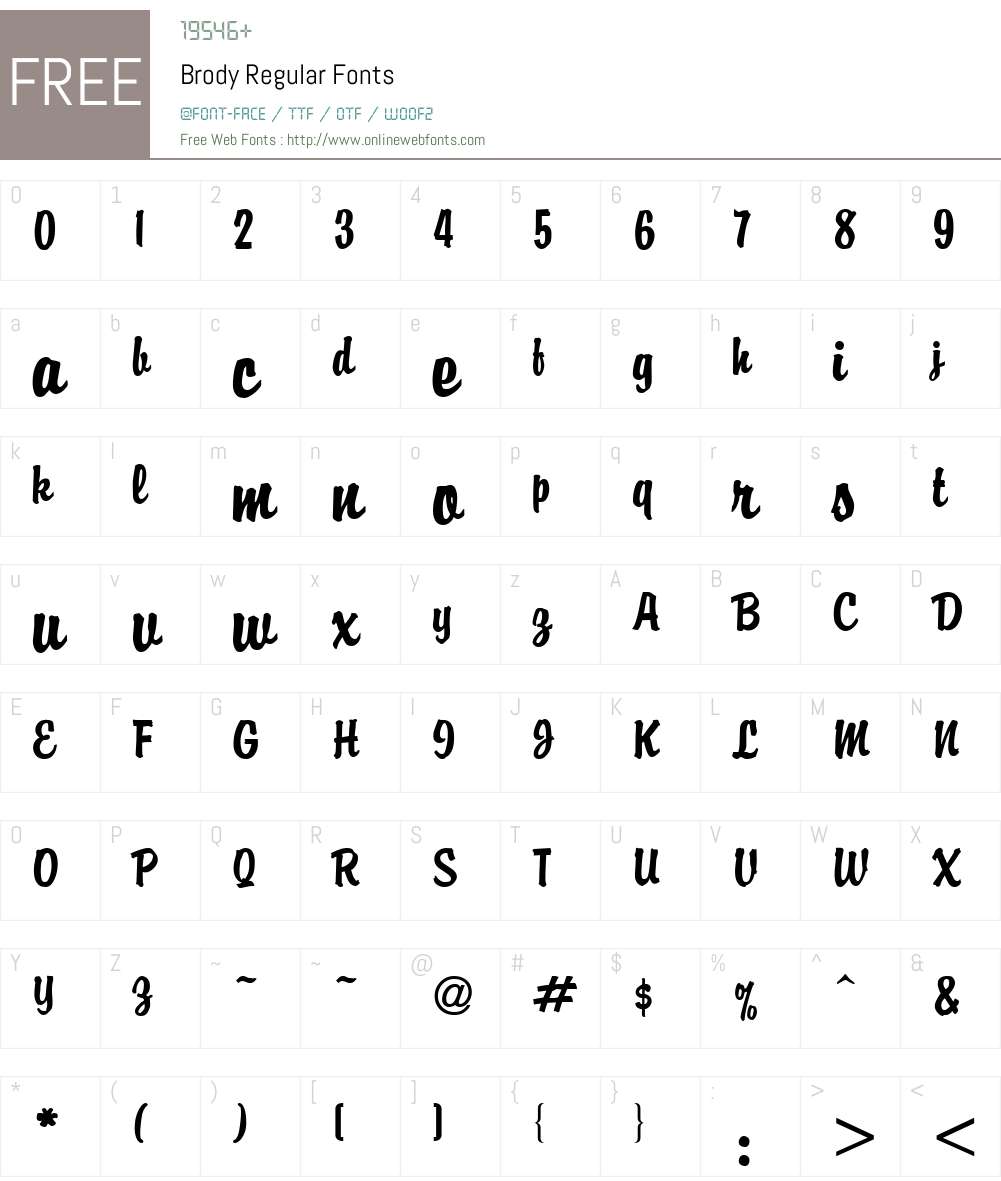 Brody Font Screenshots