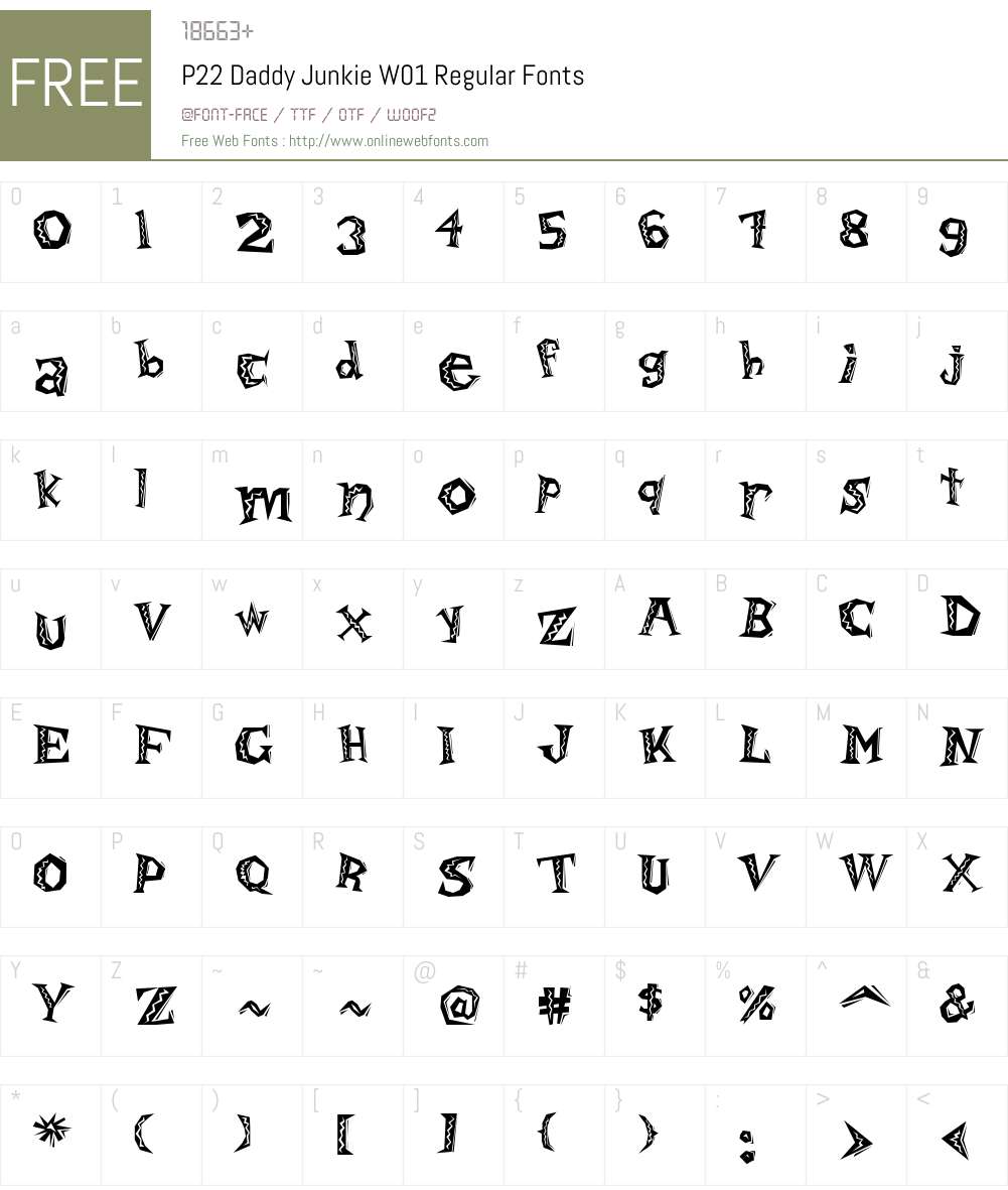 P22DaddyJunkieW01-Regular Font Screenshots