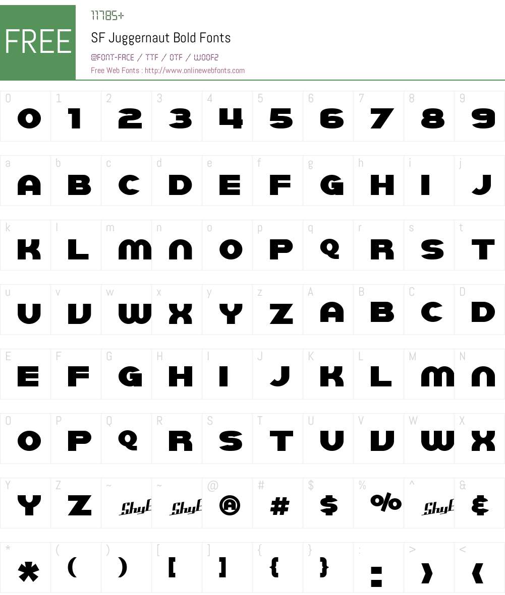 SF Juggernaut Font Screenshots