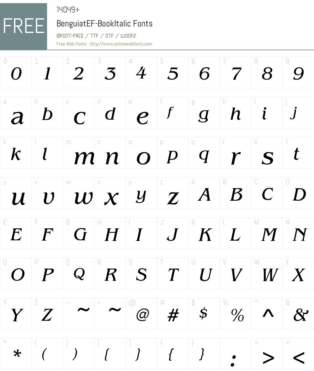 BenguiatEF-BookItalic Font Screenshots