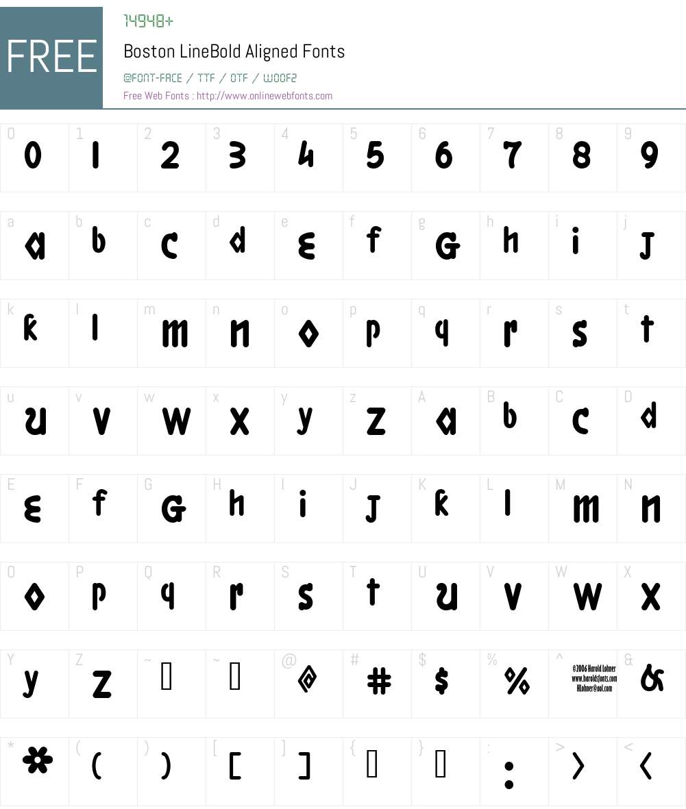 Boston LineBold Aligned Font Screenshots