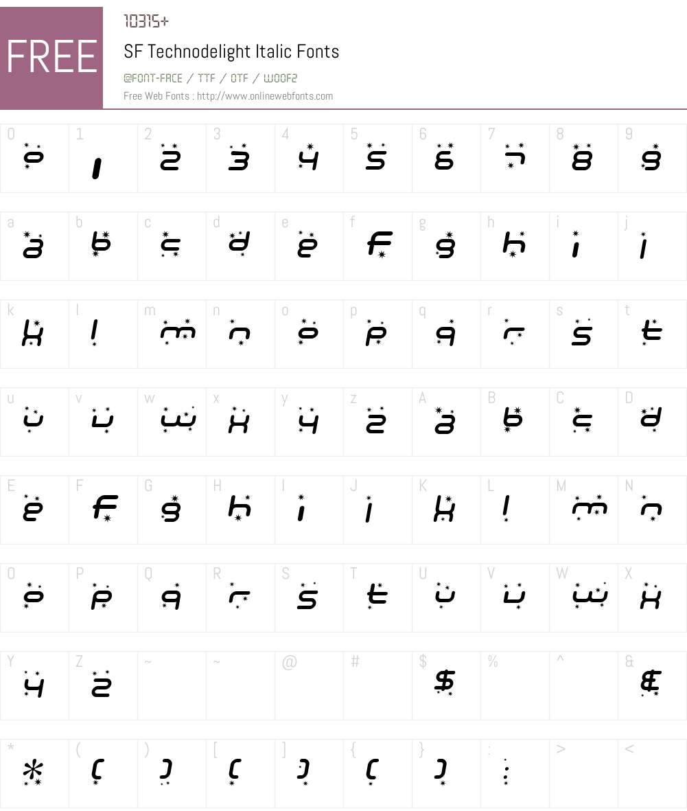 SF Technodelight Font Screenshots