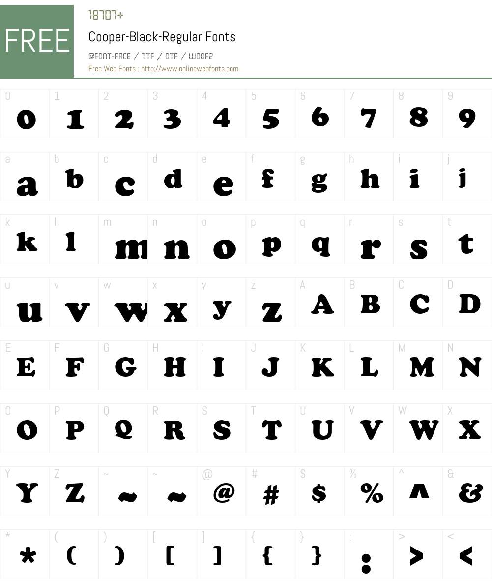 Cooper-Black Font Screenshots