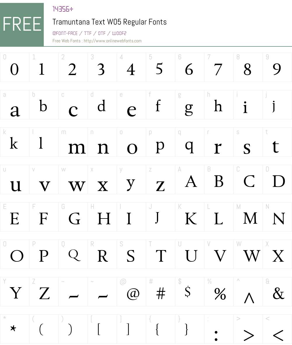 TramuntanaTextW05-Regular Font Screenshots