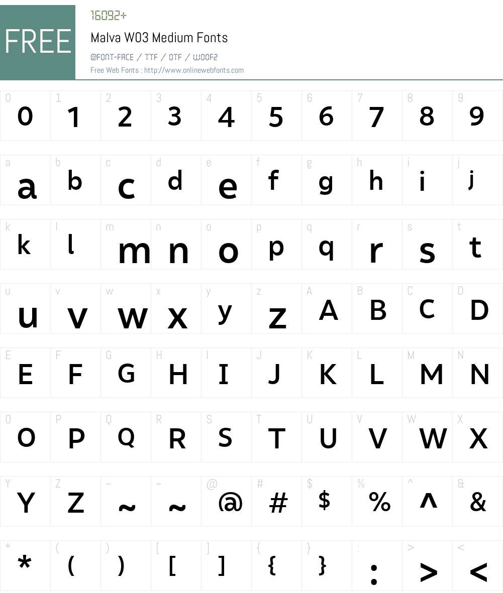 Malva Font Screenshots