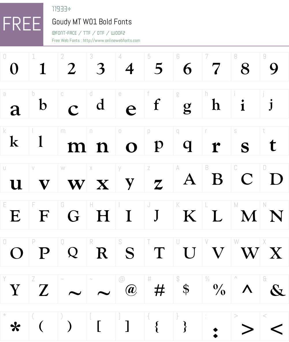 GoudyMTW01-Bold Font Screenshots