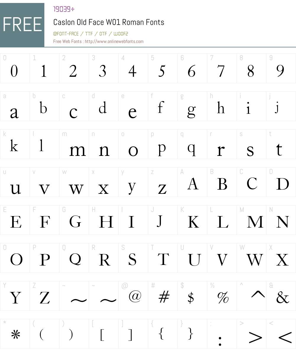 CaslonOldFaceW01-Roman Font Screenshots