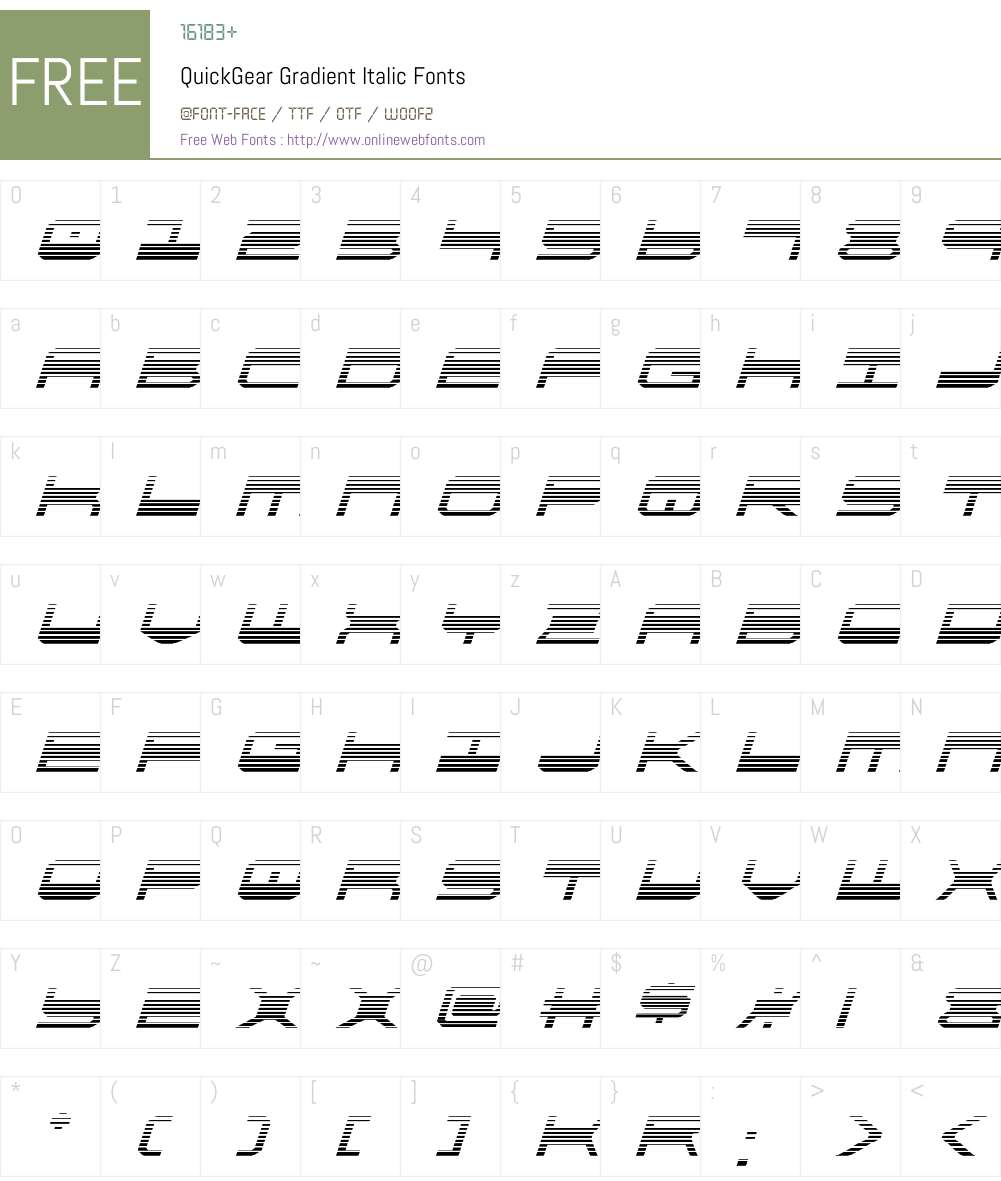 QuickGear Gradient Italic Font Screenshots