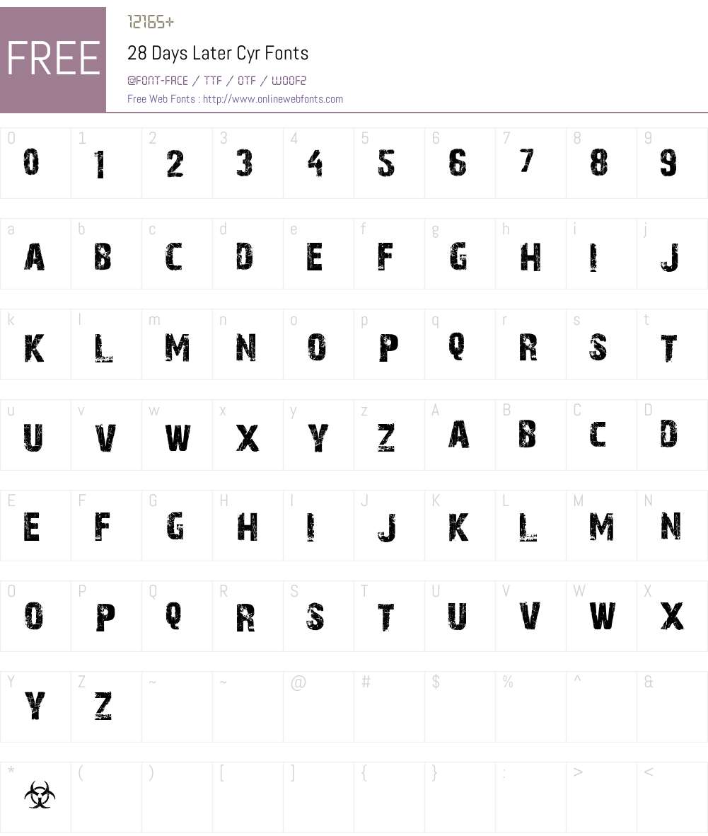 28 Days Later Cyr Font Screenshots