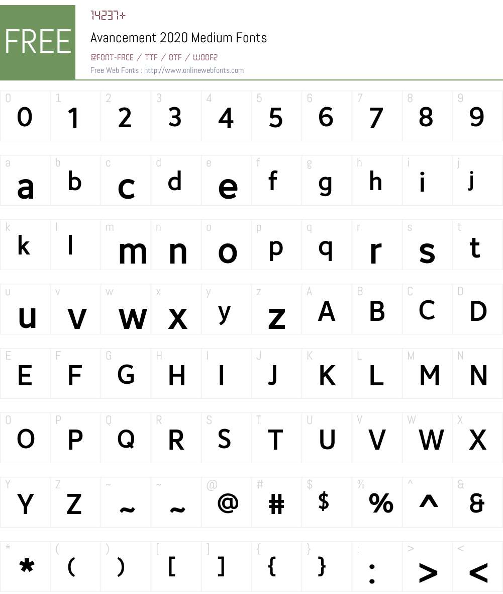 Avancement 2020 Font Screenshots
