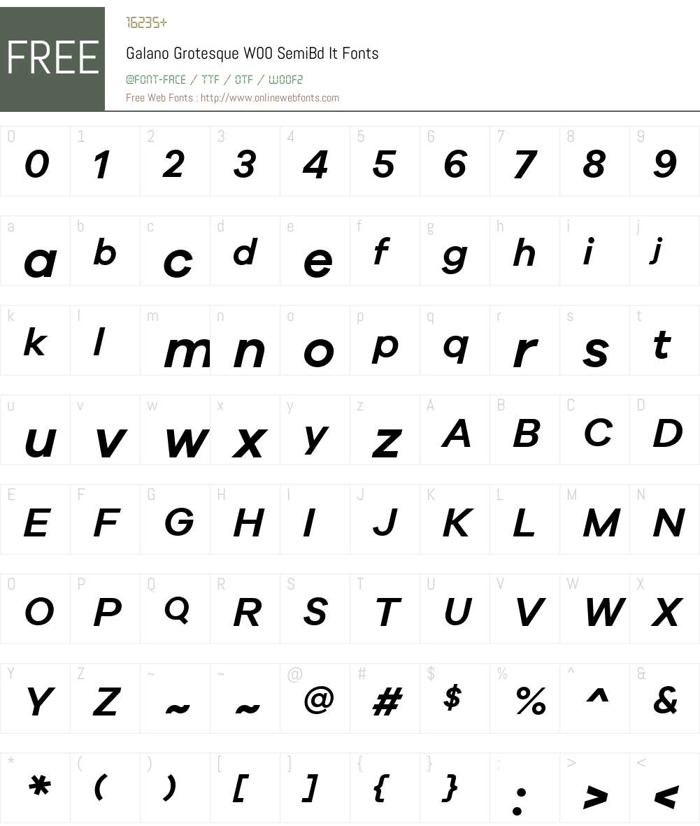 GalanoGrotesqueW00-SemiBdIt Font Screenshots