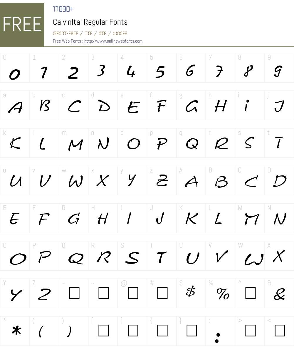 CalvinItal Font Screenshots