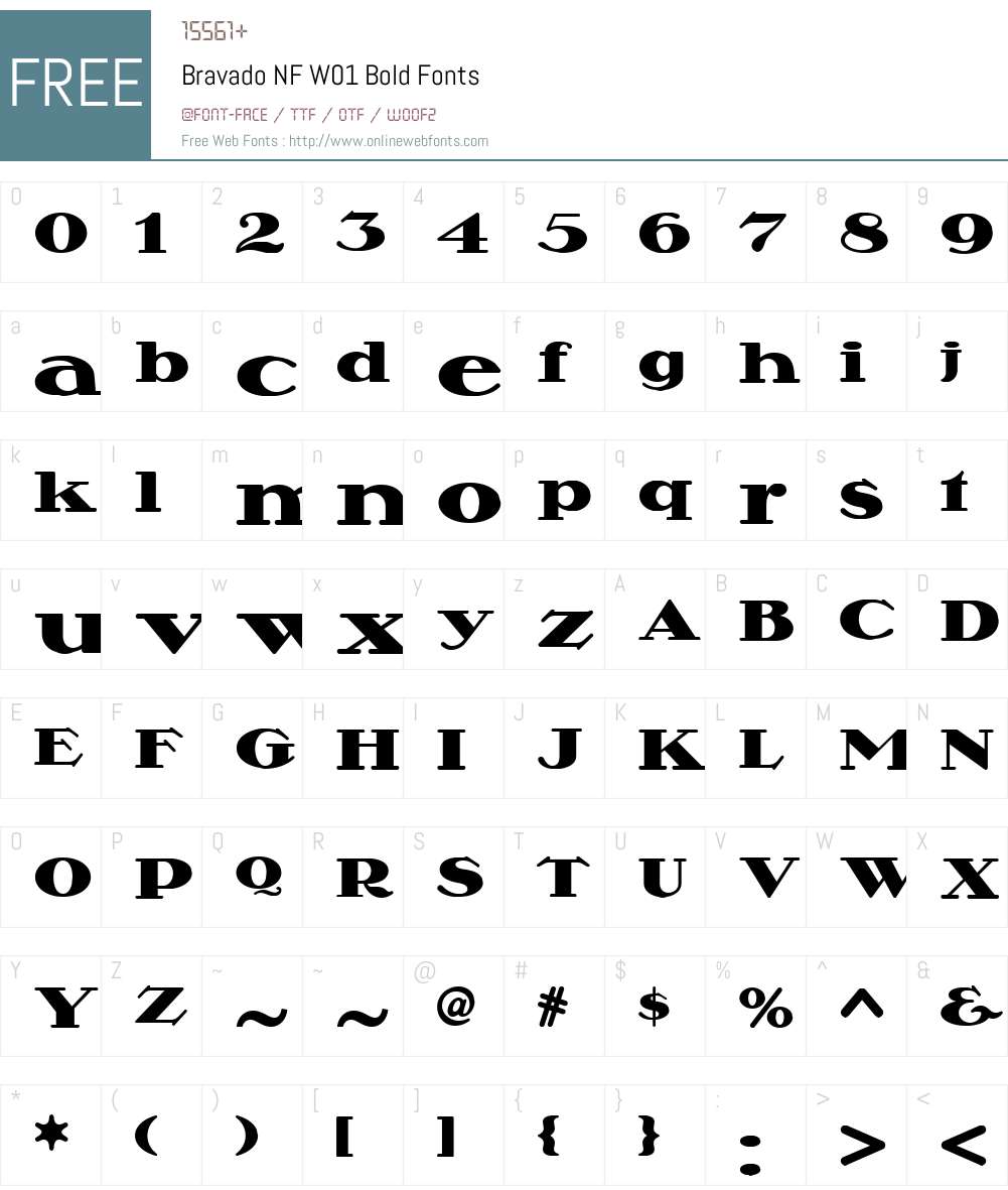 BravadoNFW01-Bold Font Screenshots