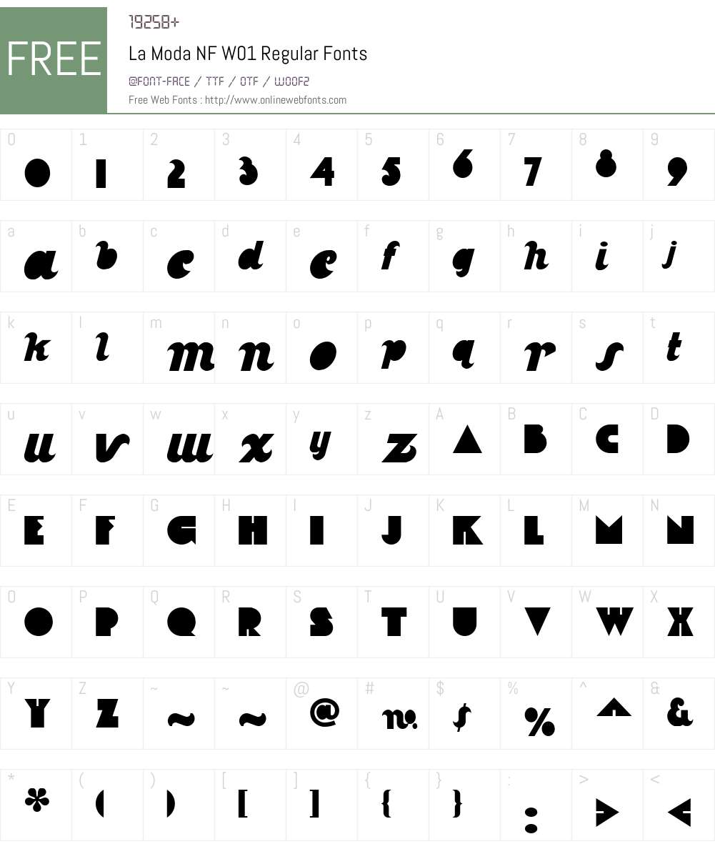 LaModaNFW01-Regular Font Screenshots