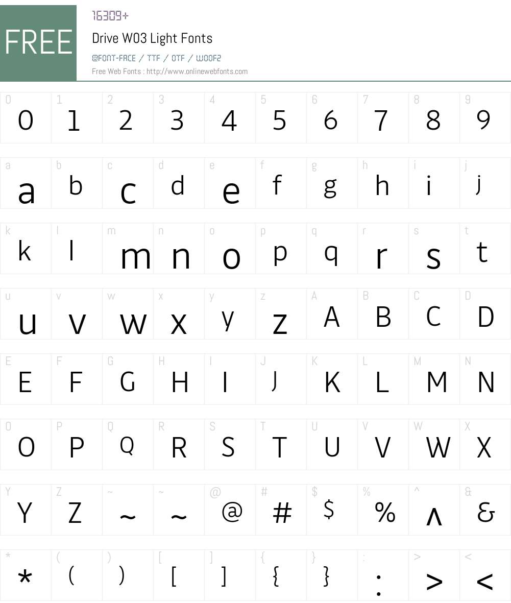 DriveW03-Light Font Screenshots