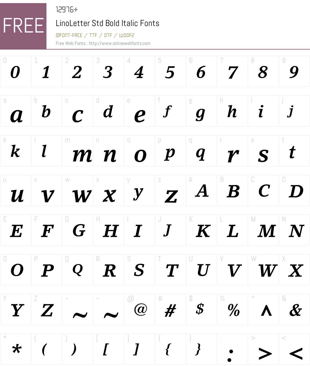 LinoLetter Std Font Screenshots