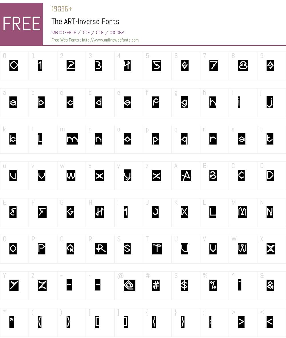 The ART-Inverse Font Screenshots