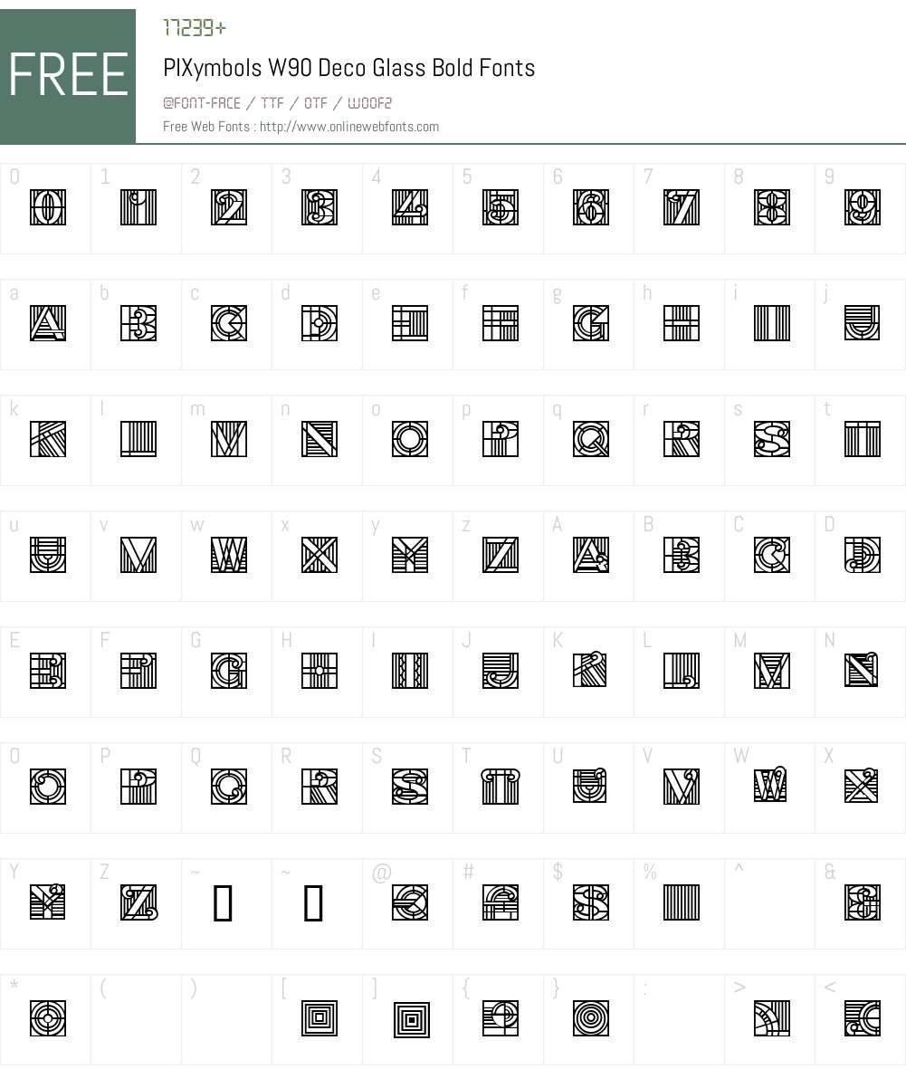 PIXymbolsW90-DecoGlassBold Font Screenshots
