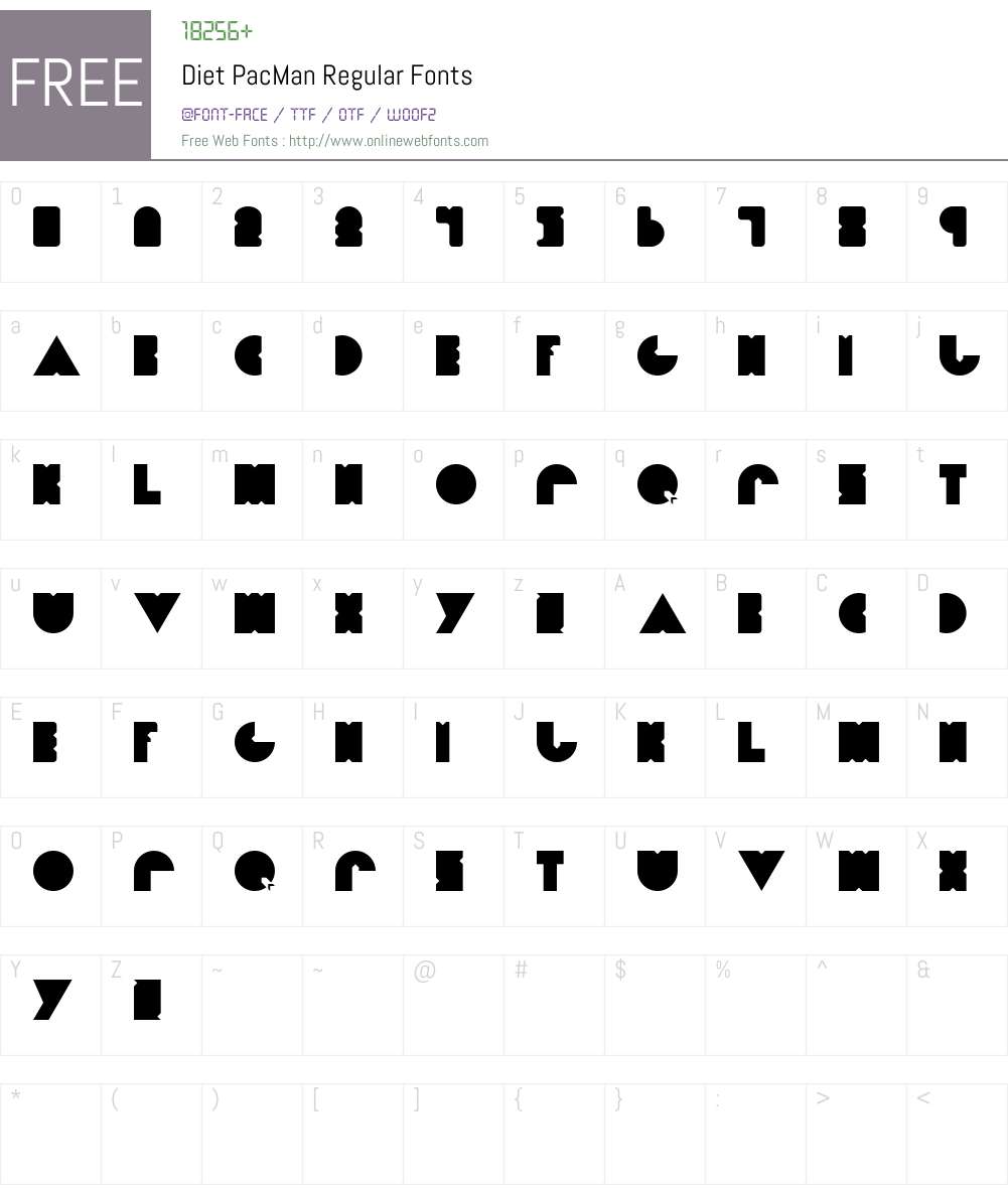 Diet PacMan Font Screenshots