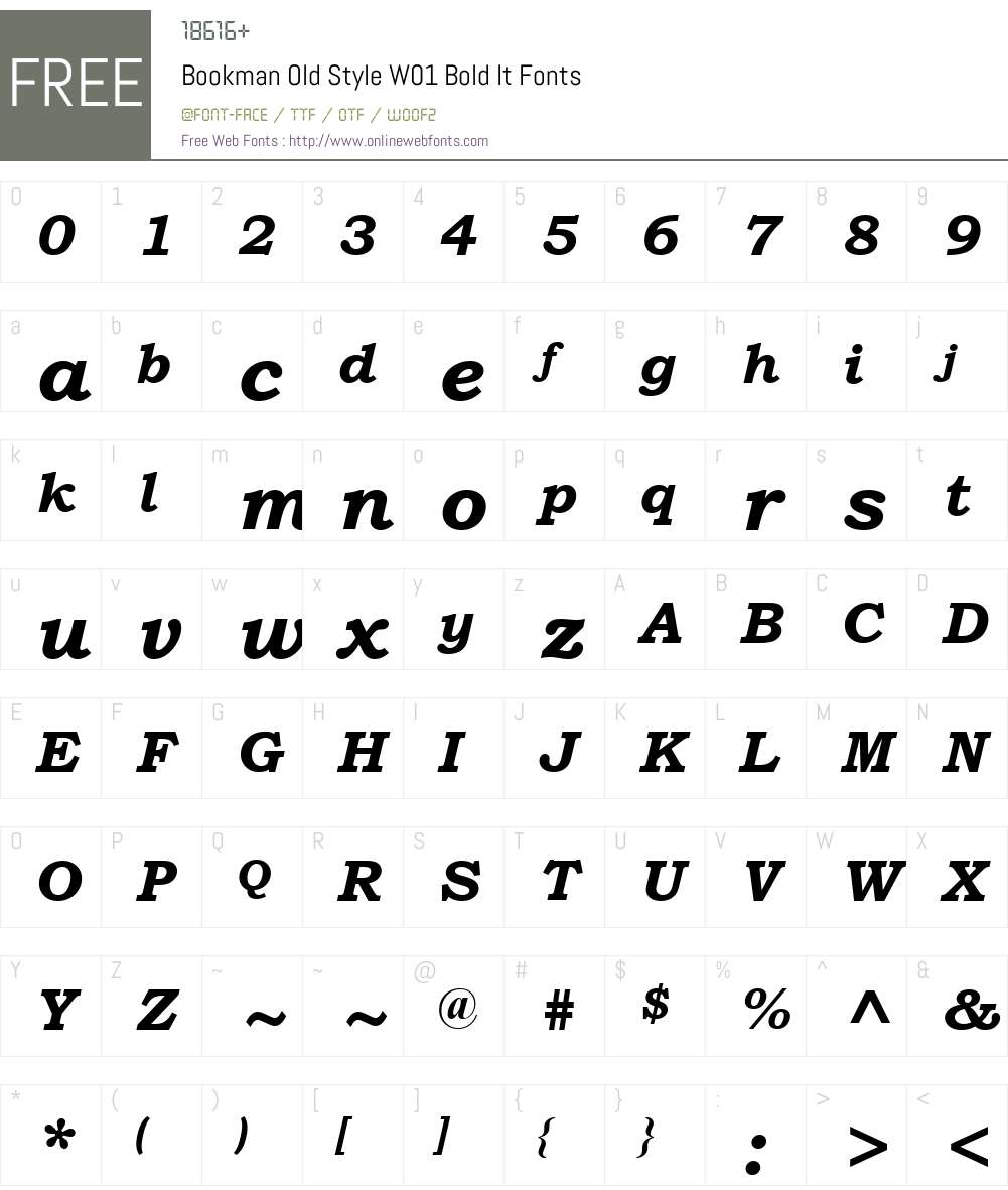 BookmanOldStyleW01-BoldIt Font Screenshots