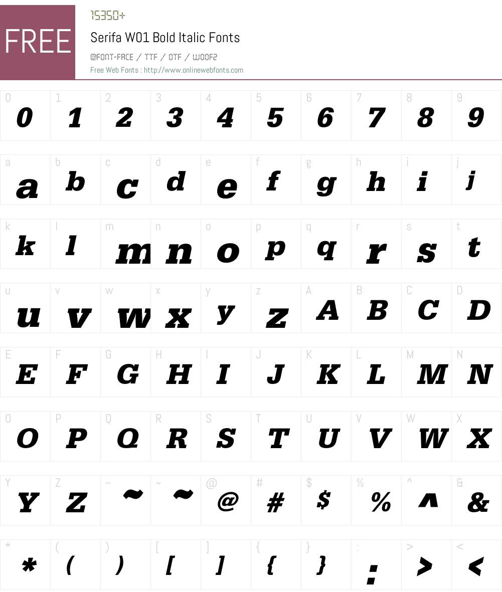 SerifaW01-BoldItalic Font Screenshots