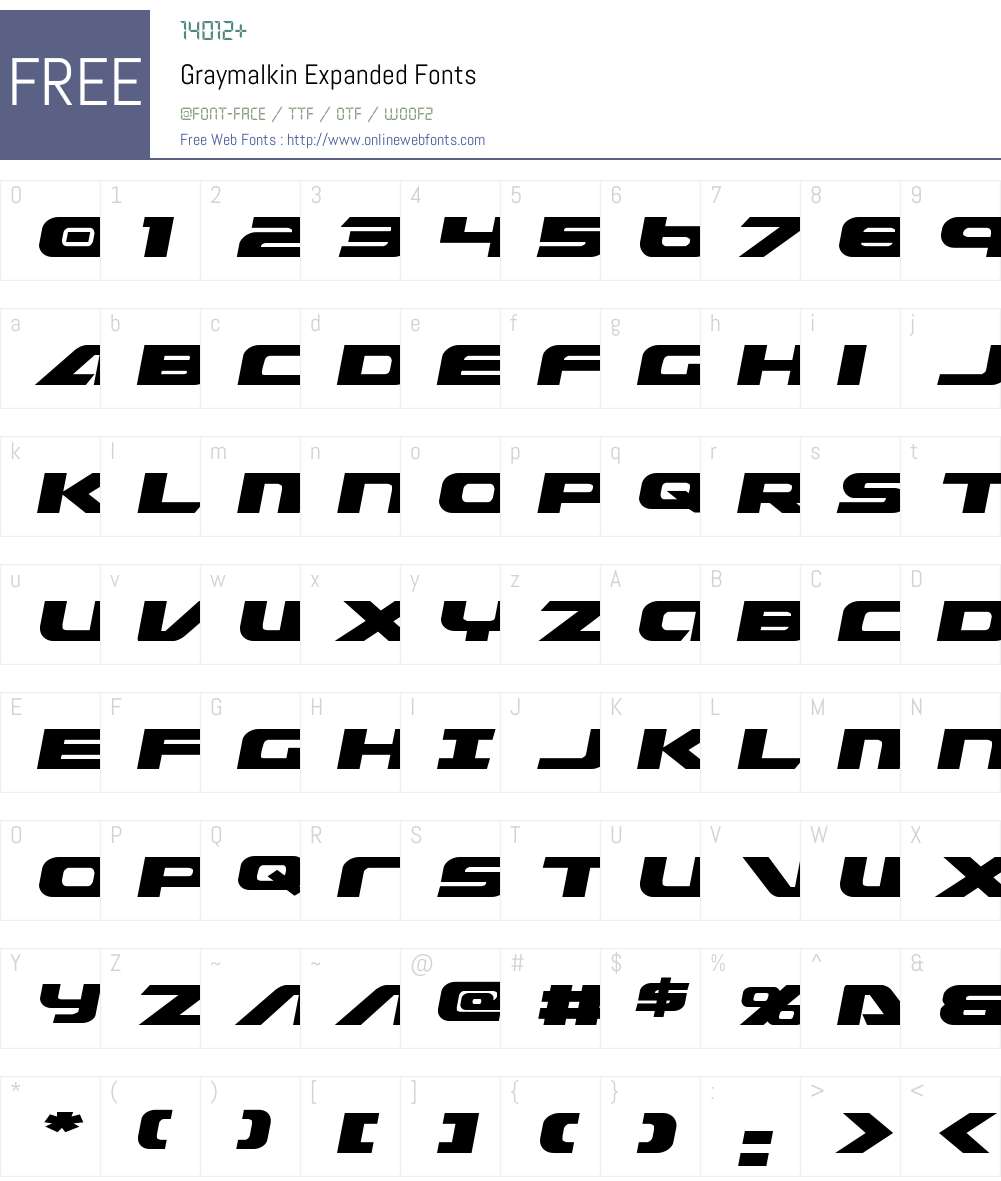 Graymalkin Expanded Font Screenshots