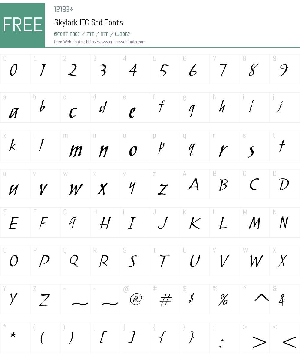 Skylark ITC Std Font Screenshots
