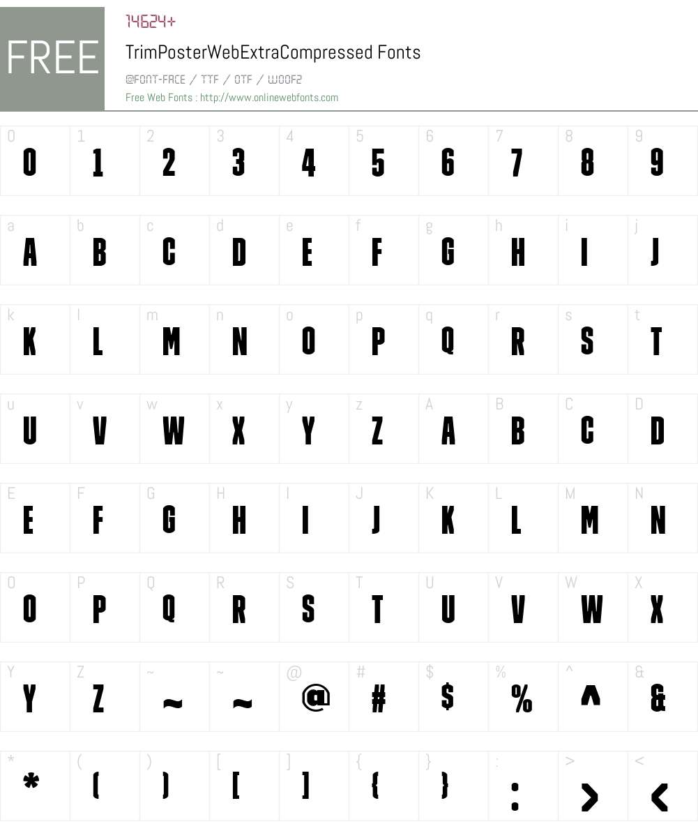 TrimPosterWebExtraCompressed Font Screenshots