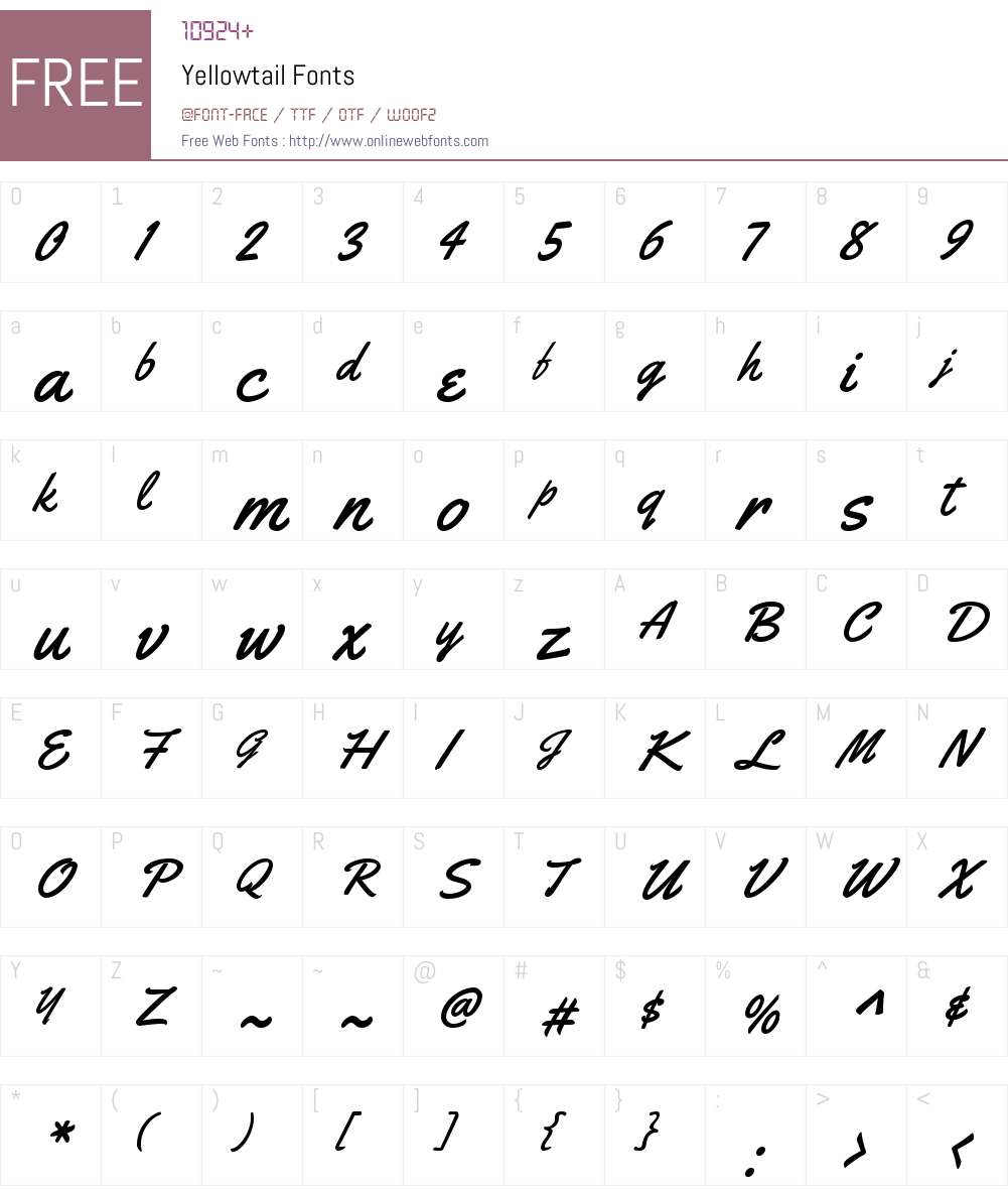 Yellowtail Font Screenshots