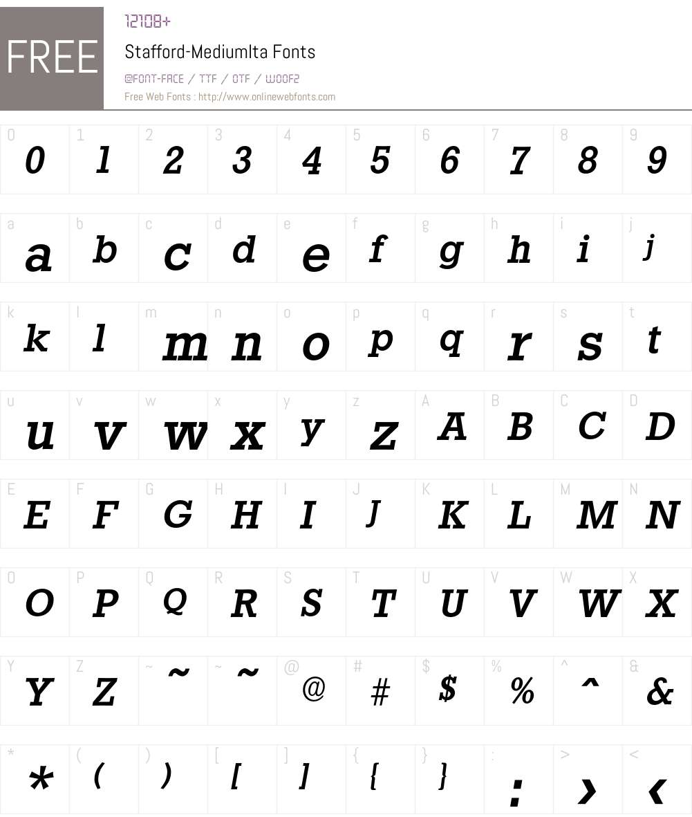 Stafford-MediumIta Font Screenshots
