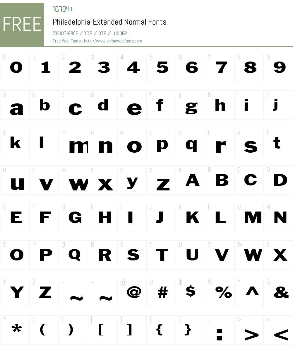 Philadelphia-Extended Font Screenshots