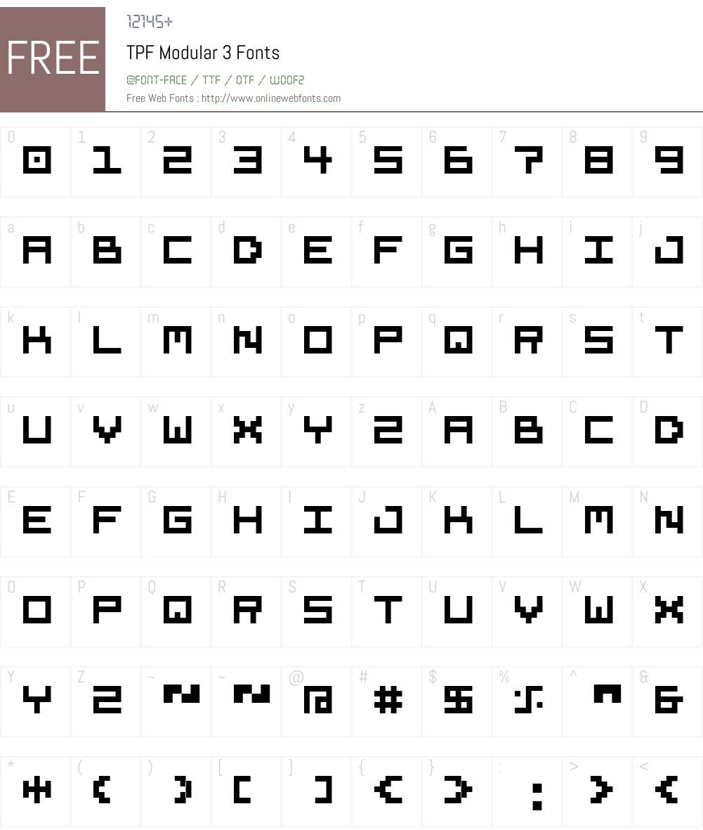 TPF Modular 3 Font Screenshots